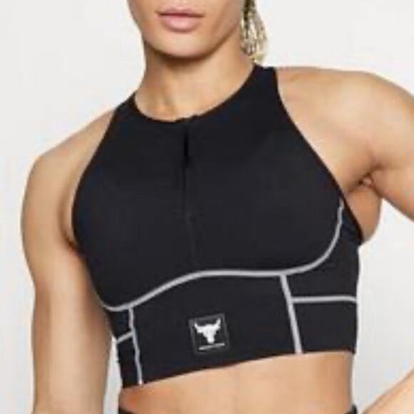 Under Armour Project Rock Sports Bra L Meridian Zip Tank - Picture 1 of 4
